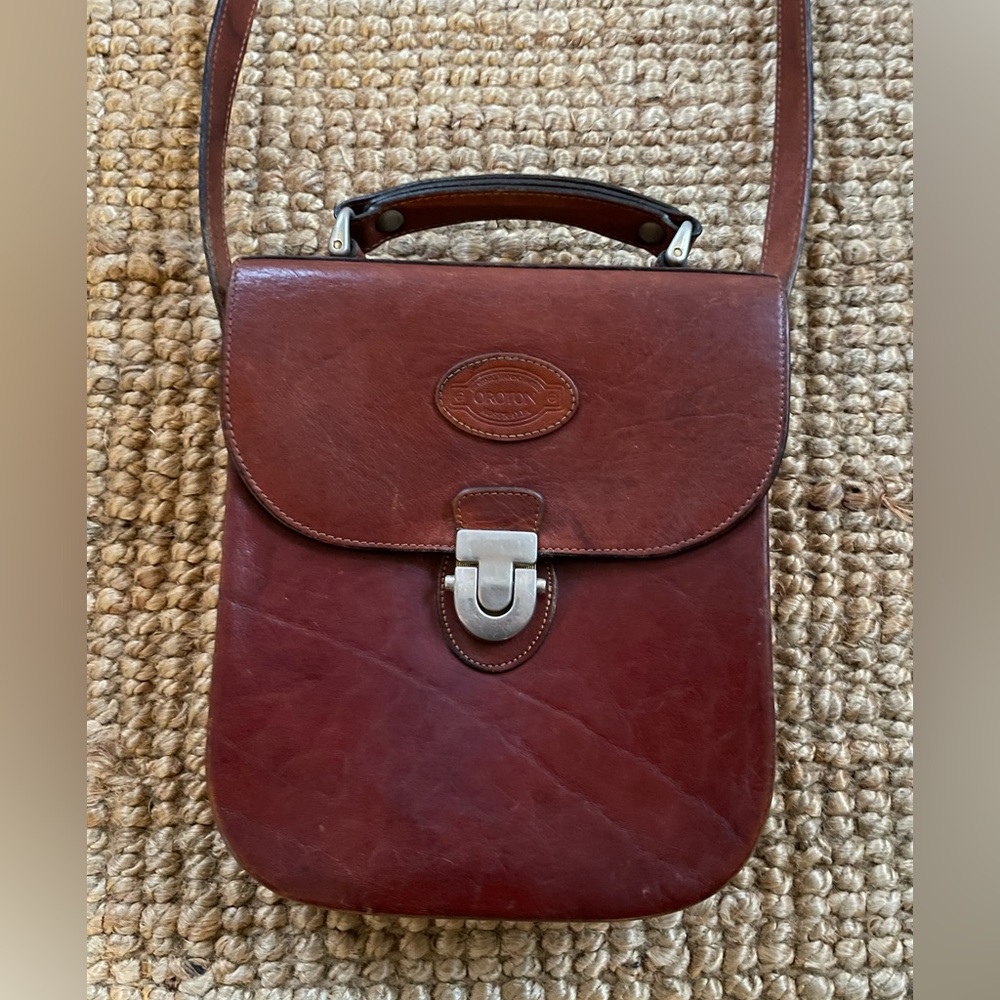Oroton Rich Brown Leather Shoulder Bag